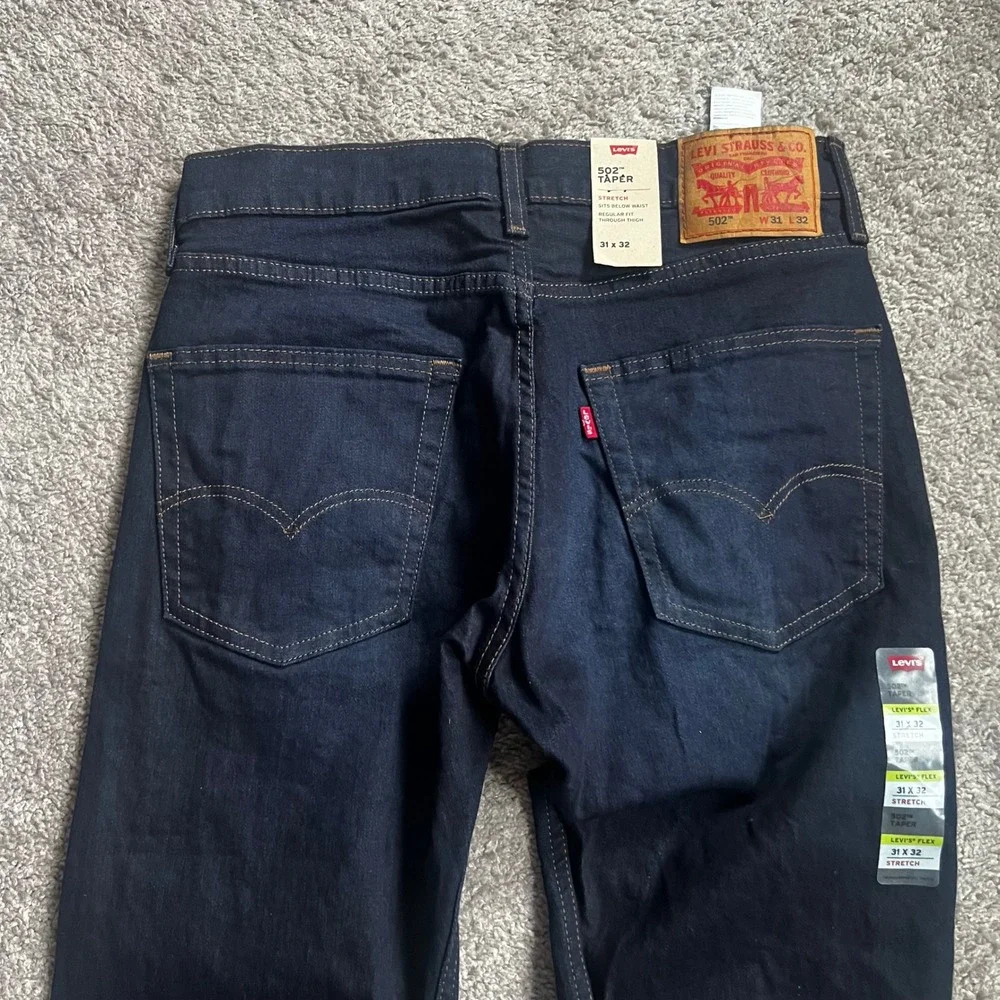 Levis 502 Taper Jeans Mens 31x32 Dark Indigo Stretch Flex WaterLess NEW NWT